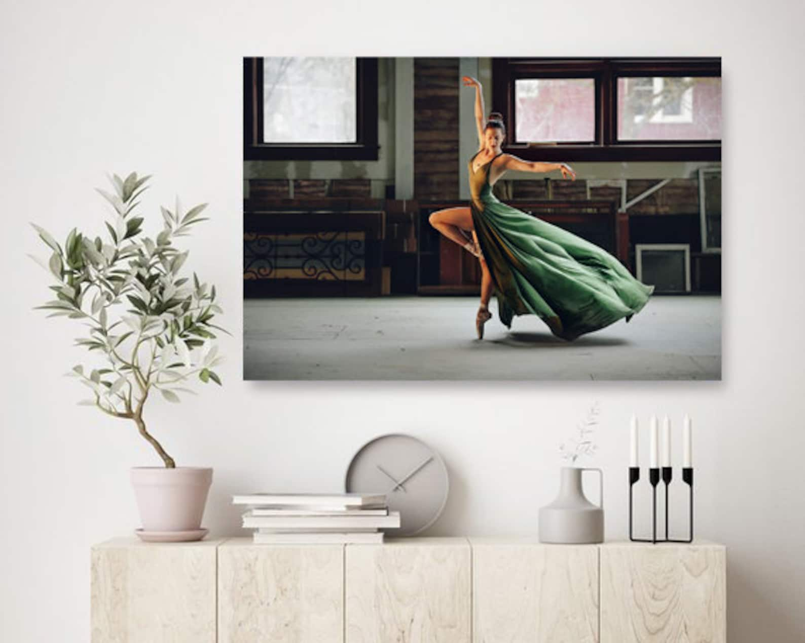 ballet art girls room, green dress picture, ballet idaho ballerina, dancer dance poster, pointe shoe on point decor