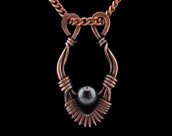 Copper ring holder necklace pendant