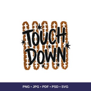 Touchdown Football PNG SVG / Arte de letras deportivas para el día del partido (Descarga digital)