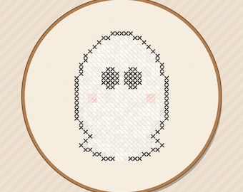 Modèle de point de croix fantôme, Halloween Boo, motif effrayant pour débutants (téléchargement PDF)