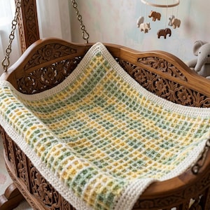 Beginner Waffle Stitch Baby Blanket Crochet Pattern (PDF)