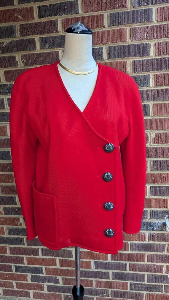 Valentino Boutique / Miss V, Vintage Valentino Boutique Blazer- Red- Size 12 -Made In Italy