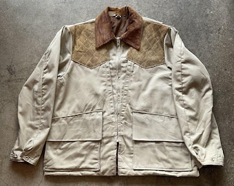 Medium Vintage 70s JC Penney Orange & Beige Tan Canvas Hunting