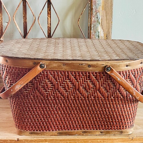 Vintage Picnic Basket Redman Picnic Basket Redman Picnic Etsy