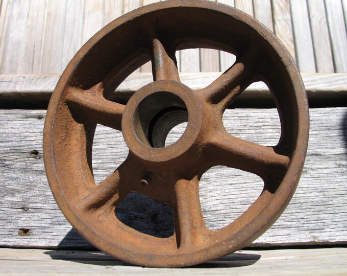 Vintage Heavy Duty Cast Iron Metal Cart Wheel Industrial Etsy