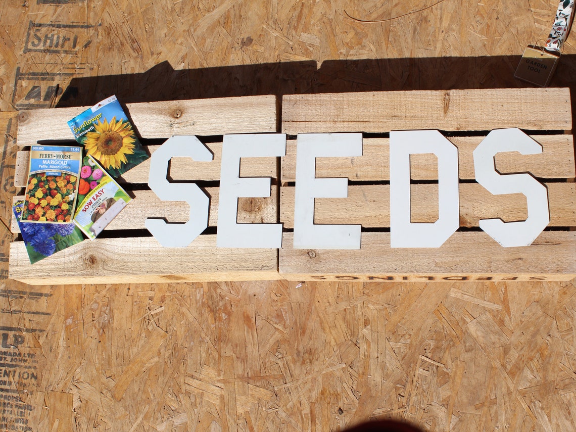 Seed Sign Garden Seeds Vintage Metal Letter SEEDS Tin Sign Etsy