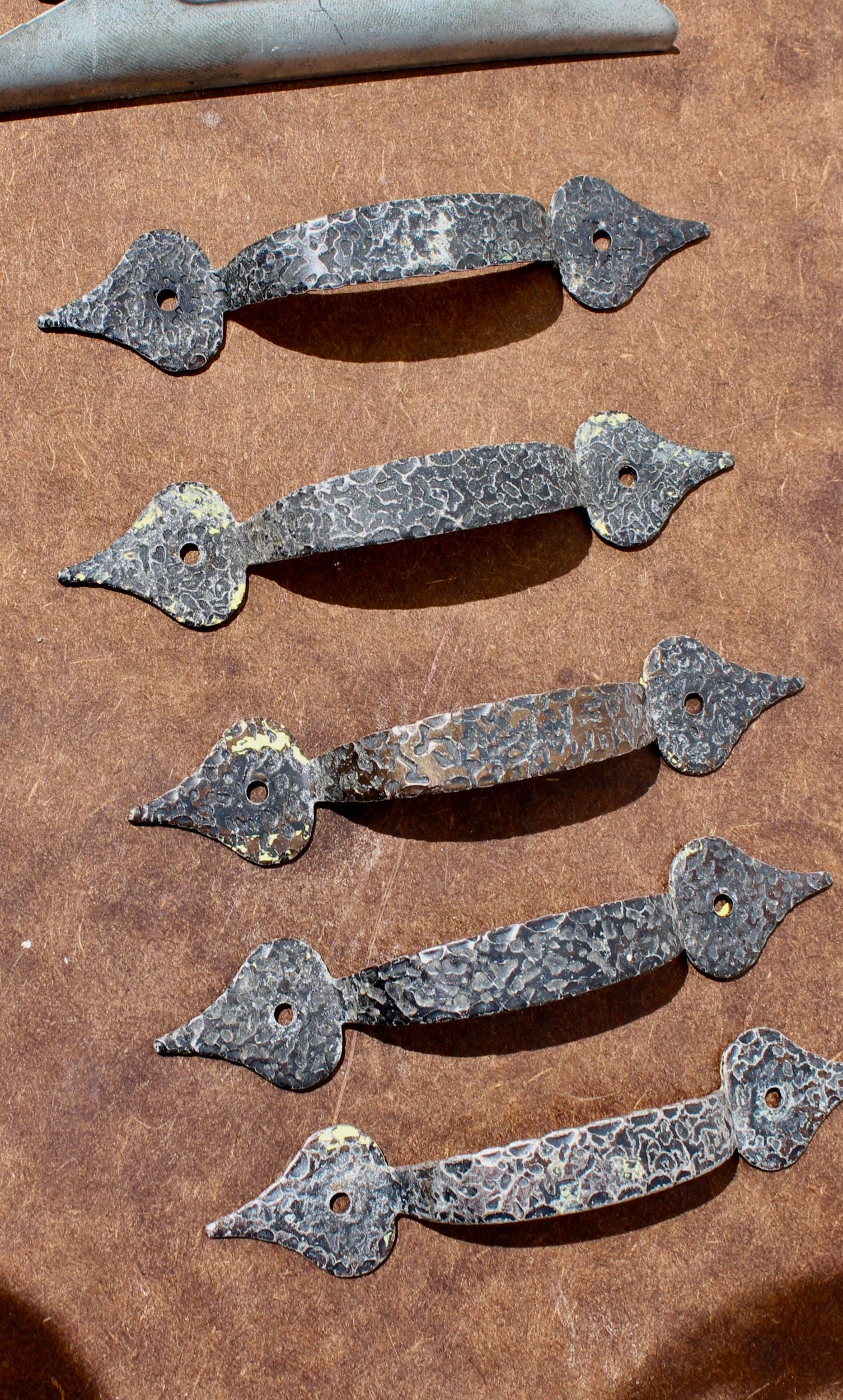 Copper Drawer Pulls 5 Mid Century Hammered Copper Drawer Pulls Etsy