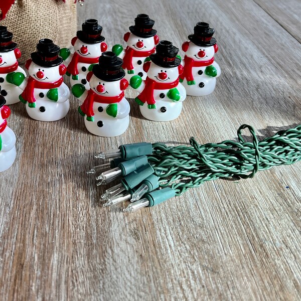Snowman Snowmen String Lights Christmas Tree Lights Blow Mold Christmas Vintage Christmas Lights