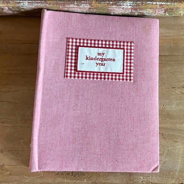 Pottery Barn Kids red Gingham/Denim Kindergarten Scrapbook/Memory Book.