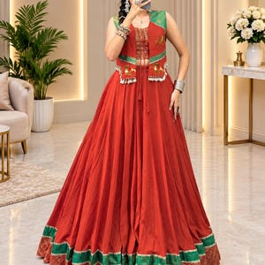 Rust Orange Kutch Lehenga Choli, Shell Work Rabari Skirt Set, Gujarati Navratri Dress, Banjara Tribal Outfit for Women