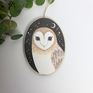 Barn Owl wooden hanging decoration / ornament / wall art