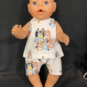 Dolls Clothes made to fit 43cm Baby Born dolls.  2 Piece Set.