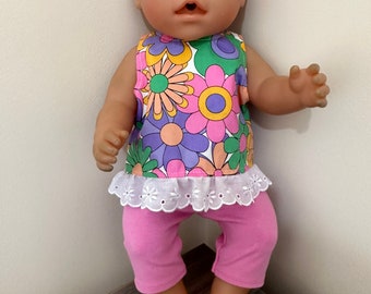 Dolls Clothes Made To Fit 43cm Baby Born dolls.  Sleeveless top and Leggings Set.  Size Medium