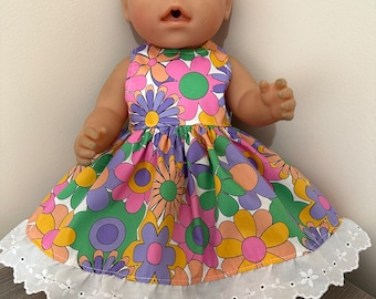 Dolls Clothes Made To Fit 43cm Baby Born Dolls.  Sleeveless Dress.  Size Medium