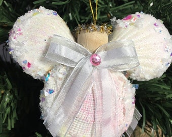 Seashell Birthstone Angel Christmas Ornament October/Pink