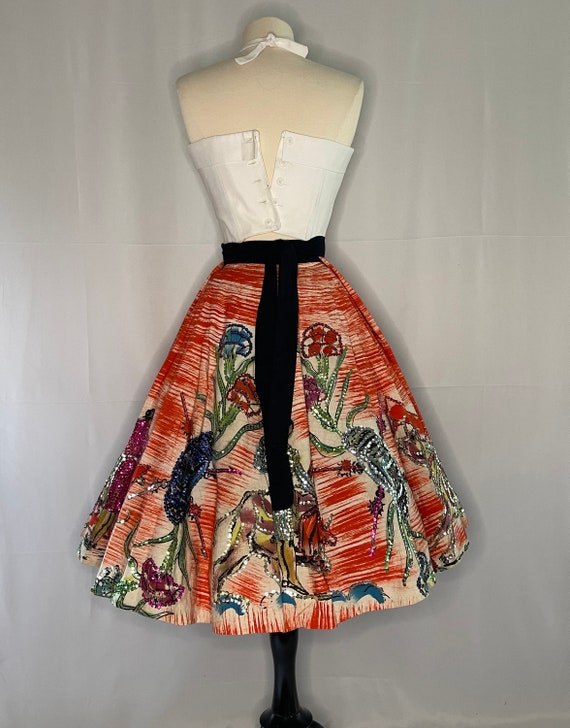 Vintage 1950s Mexican Hand Painted Circle Skirt - image 9
