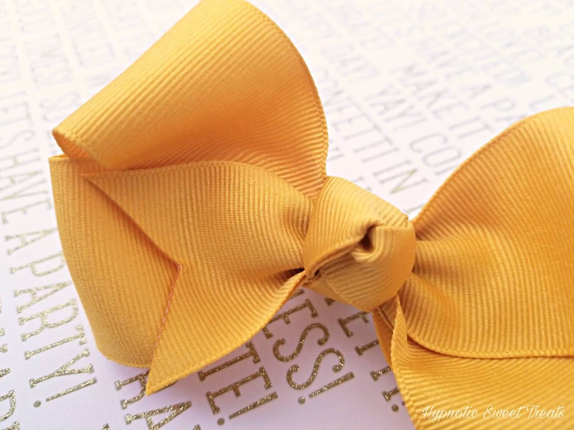 Mustard Yellow Hair Bow 4 Basic Boutique Bow Simple Etsy