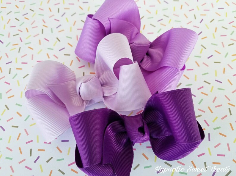 Pick Your Color Purple Hair Bow Set 4 Grosgrain Bow Etsy