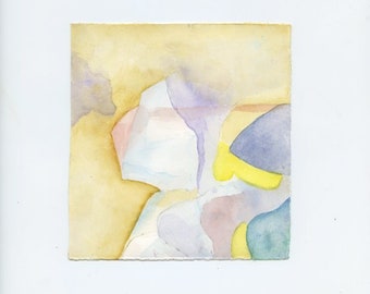 Small original watercolor painting with soft shades of color. i206 FREE SHIPPING