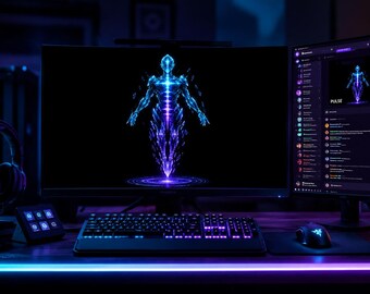 Pakiet nakładek Twitch z dźwiękiem reaktywnym, animowana postać, alert transmisji i baner (OBS)