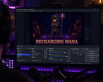 Pakiet strumieniowy Pixel Wizard Green Screen, 5 animowanych nakładek magicznych, Chroma Key gotowy do OBS