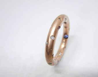 18K Tutti Frutti Rose Gold Sapphires and Diamonds Stackable Ring-Band