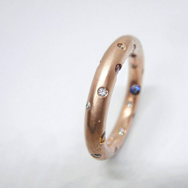 18K Tutti Frutti Rose Gold Sapphires and Diamonds Stackable Ring-Band