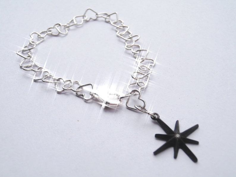 Compass Love Bracelet Sterling Silver Hearts With Diamond Etsy