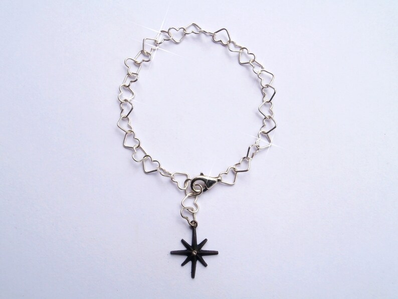 Compass Love Bracelet Sterling Silver Hearts With Diamond Etsy