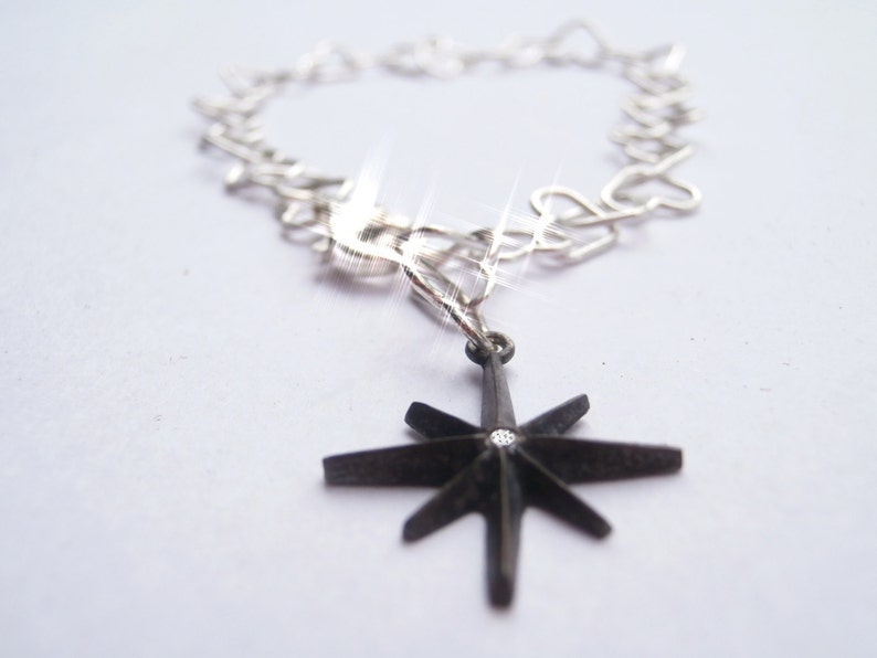 Compass Love Bracelet Sterling Silver Hearts With Diamond Etsy