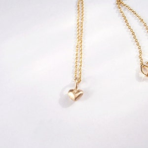 Mini Heart Love Necklace Solid 14K  Yellow gold