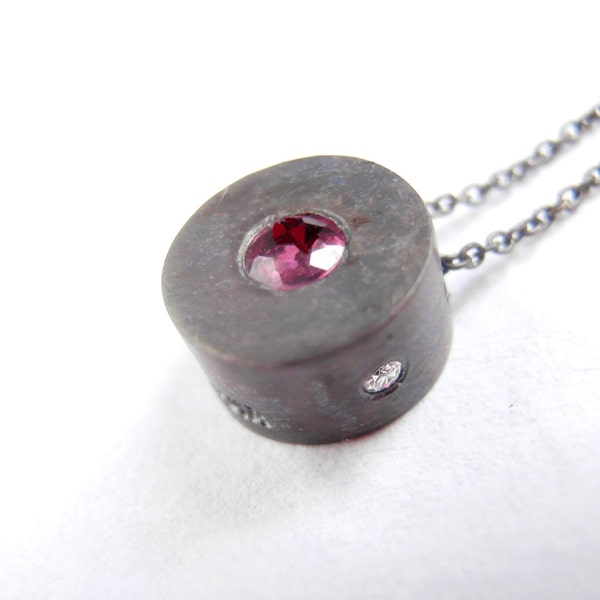 Mini Bauhaus  Ruby and Diamond Necklace