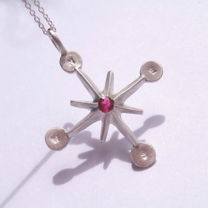Ruby Compass Jr Windrose Sterling Silver Necklace