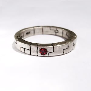 Inca Ring Sterling Silver with Ruby  Band