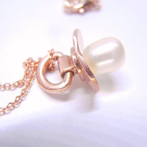 Mini Pearl Baby Pacifier Rose Gold Necklace
