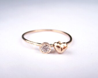 14K Gold and Diamond Heart Ring from The Sweet Nothings Collection