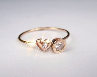 Modified Bistro Love ring with Diamonds 14K Rose Gold