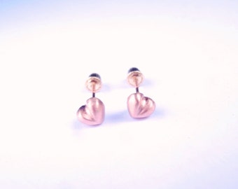 Mini Heart Stud Earrings for babies (4 mm) Rose 10K