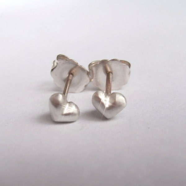 Mini Heart Earrings Solid Sterling Silver with gold posts