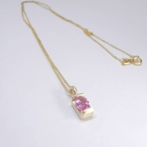 Ceylon Pink Sapphire  18K Yellow Gold  Necklace