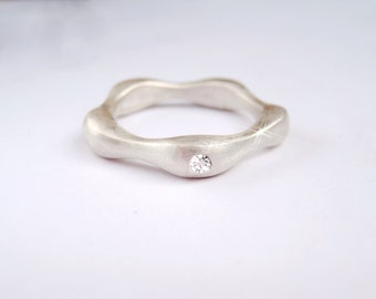 Sensual Curves Stackable ring Sterling Silver with Diamond