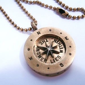 Celestial Compass Engraved Bronze Necklace