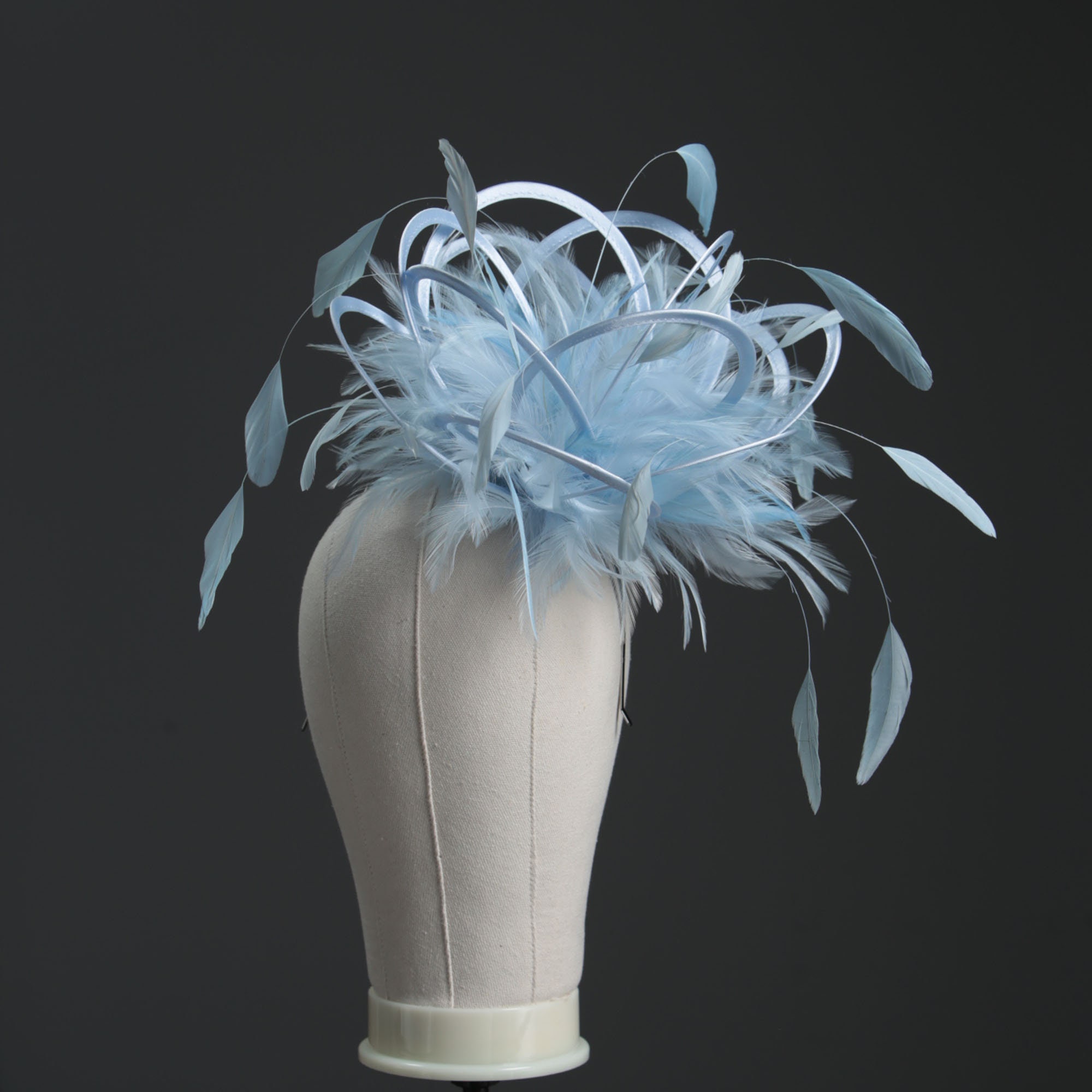 Blue Wedding Festival Party Satin Small Hat Feather Fascinator Hair Clip for Women Blue Wedding Festival Party Satin Small Hat Feather Fascinator Hair Clip for Women