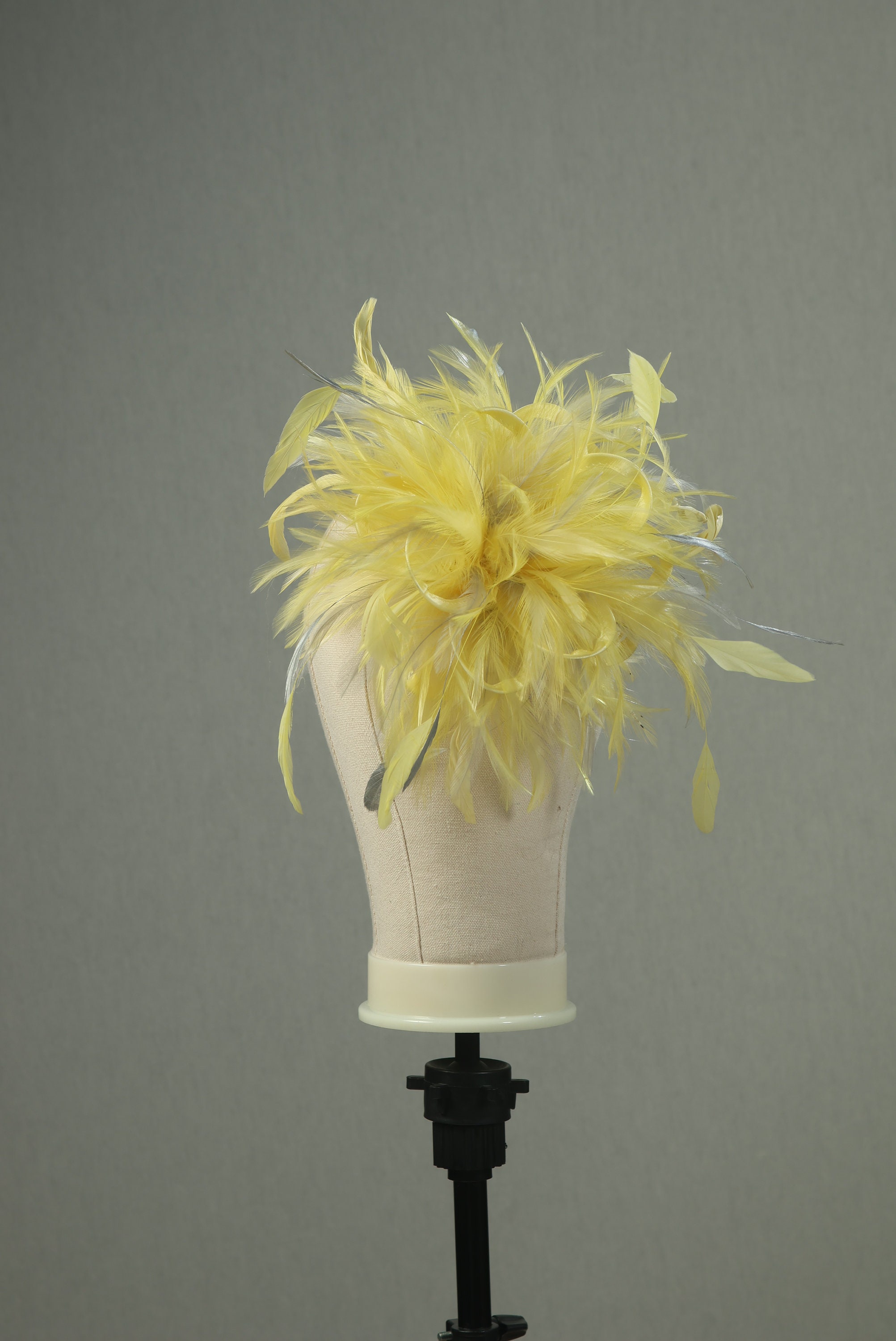 Elegant Women\'s Gold and Gray Feathered Hat Long Fancy Feather Hat Pin - Vintage Gold / Navy – Tall Toad main image 3