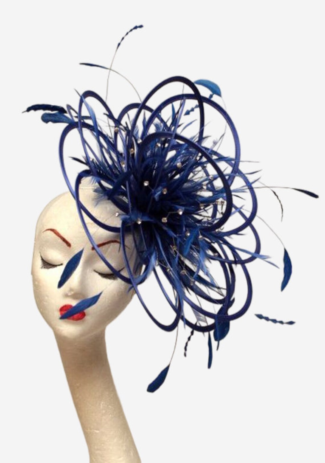 Blue fascinators and sale hats
