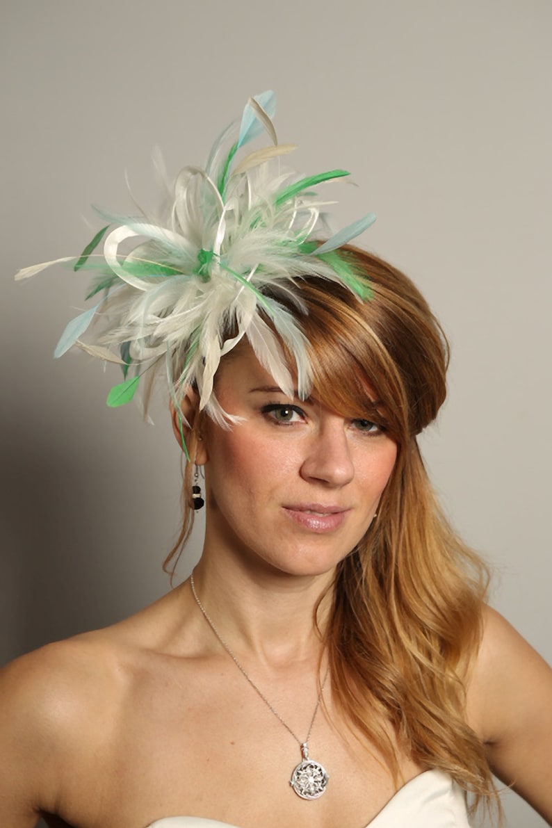 Emerald Green /& Black Fascinator hat//choose any colour satin//highlight feathers