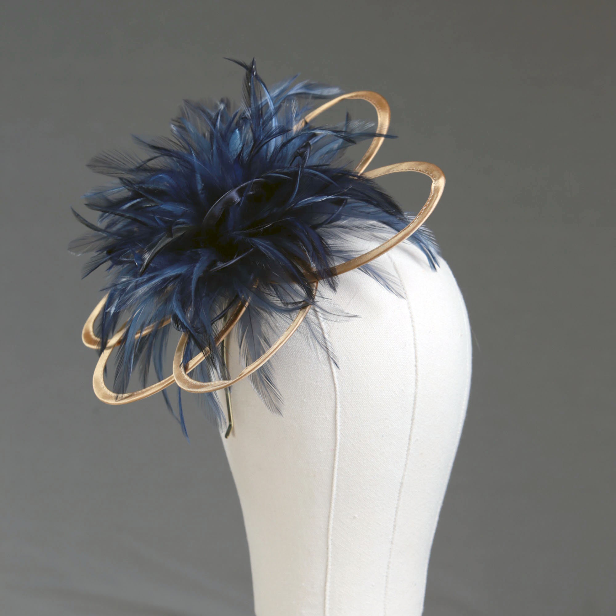 Gold and Navy Blue Satin Saucer Loops Fascinator Hatinator Hat Etsy