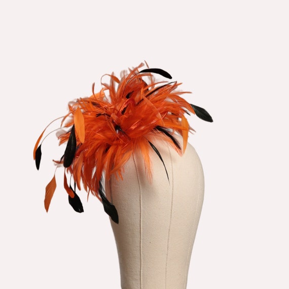 Orange and Black Feather Fascinator Hat - Wedding, Ladies  display picture 3