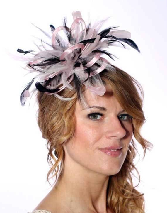 Silver & Purple Fascinator Hat/choose any satin/highlight feather colour
