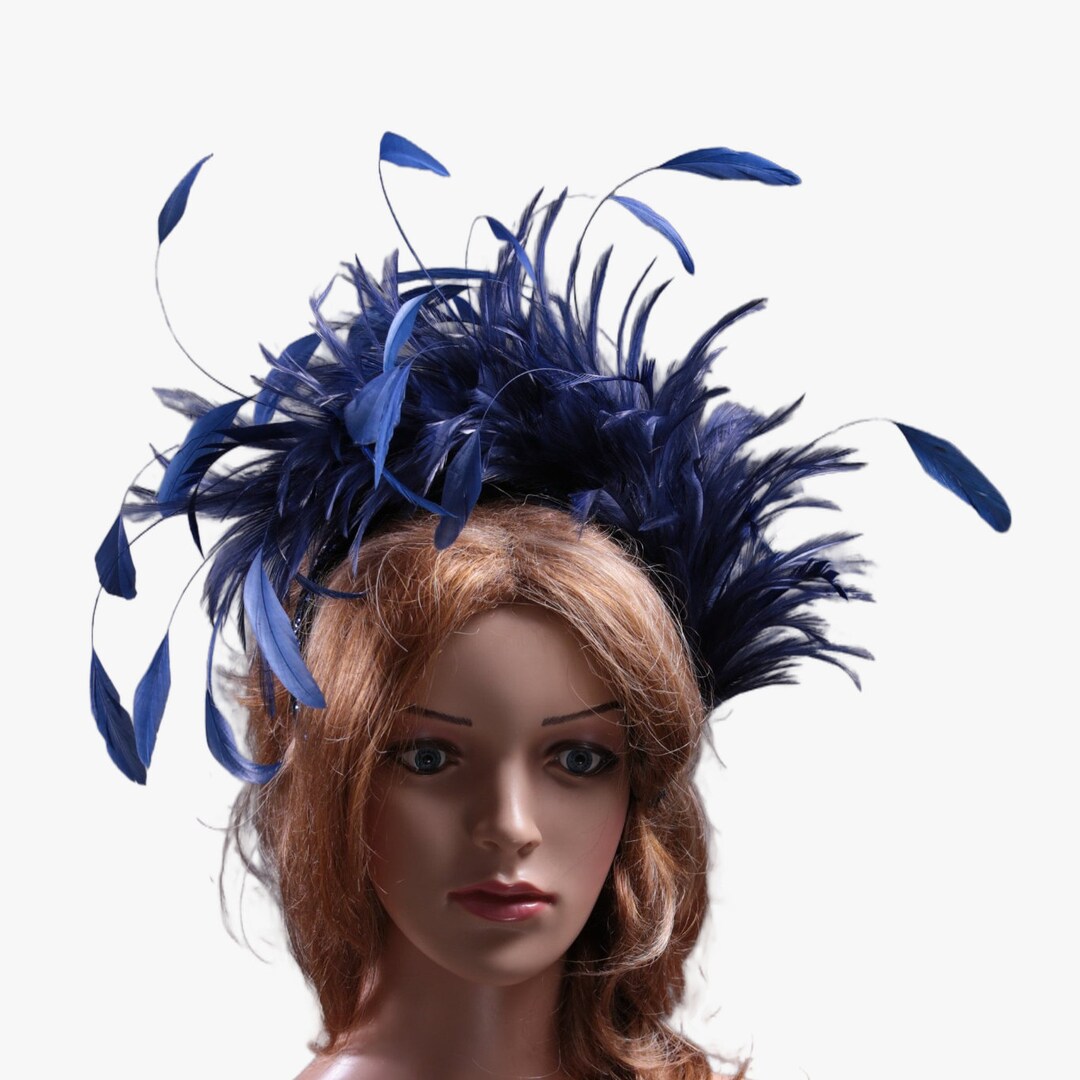 Luxurious Blue Feather Headpiece main image 1